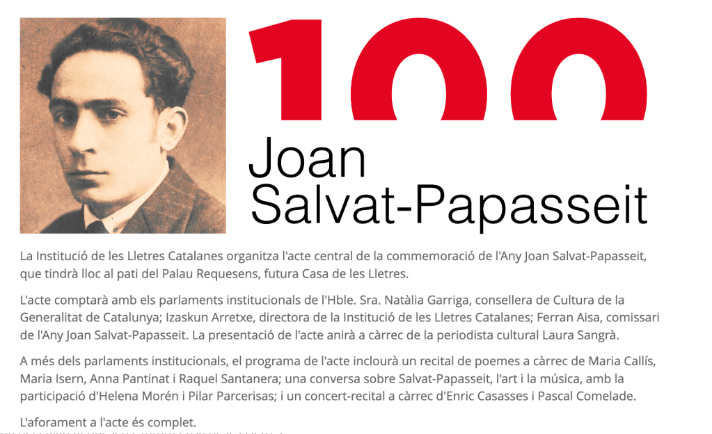 Acte central Any Joan Salvat-Papasseit
